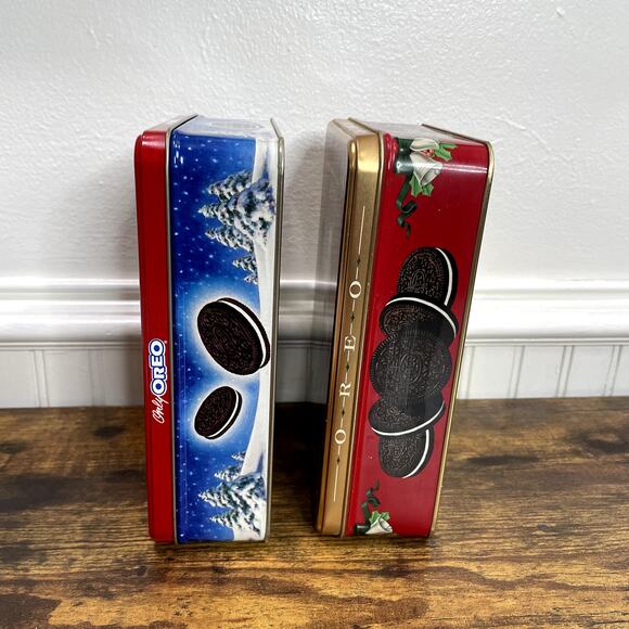 Oreo Cookie Santa Tins Box Vintage 1993 1998 Christmas Holiday Nabisco USA - Picture 12 of 14